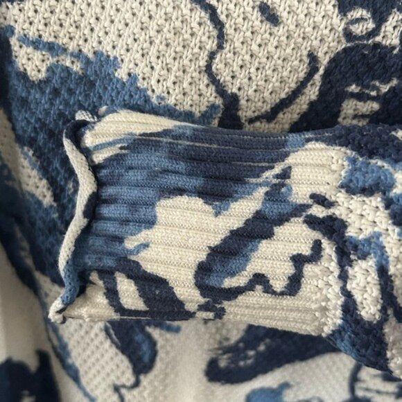 Soft Surroundings Blue & White Breathable Knit Floral Sweater - Picture 7 of 16